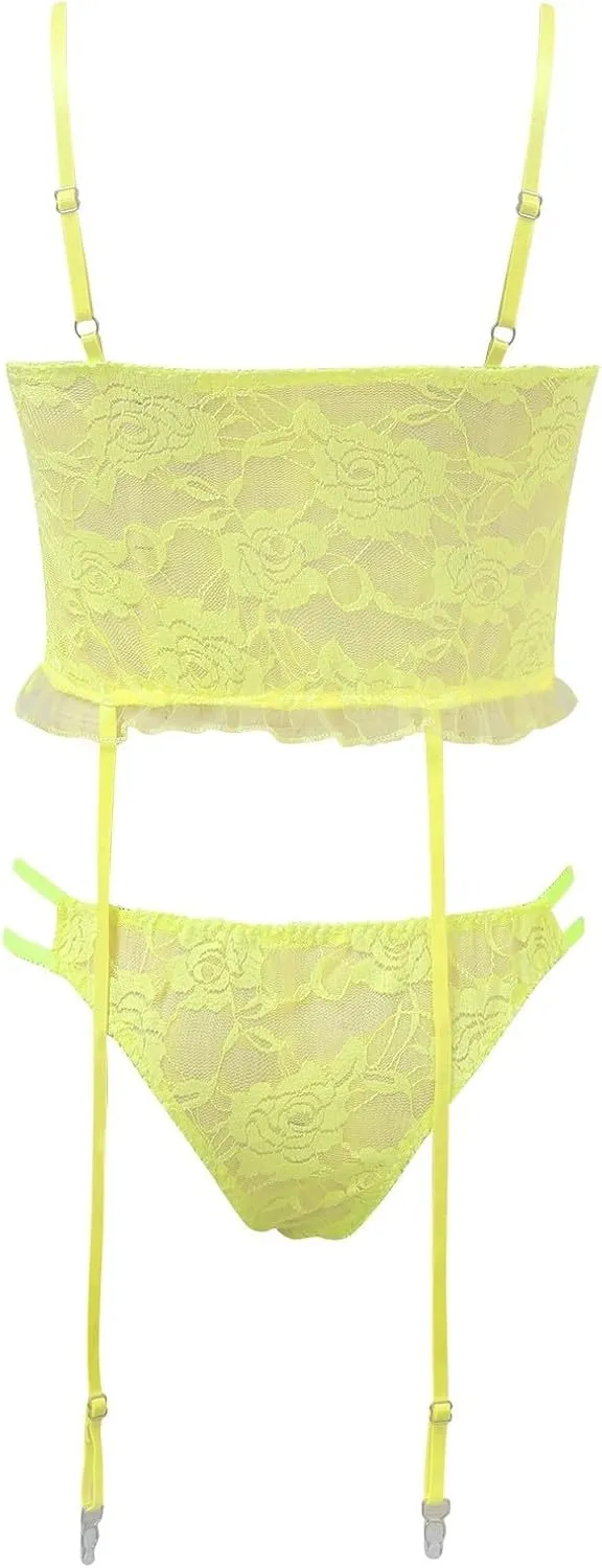 Womens Lingerie Set For Women Sexy Lace Halter Bralette High Waist Panty Set Lingerie for Women