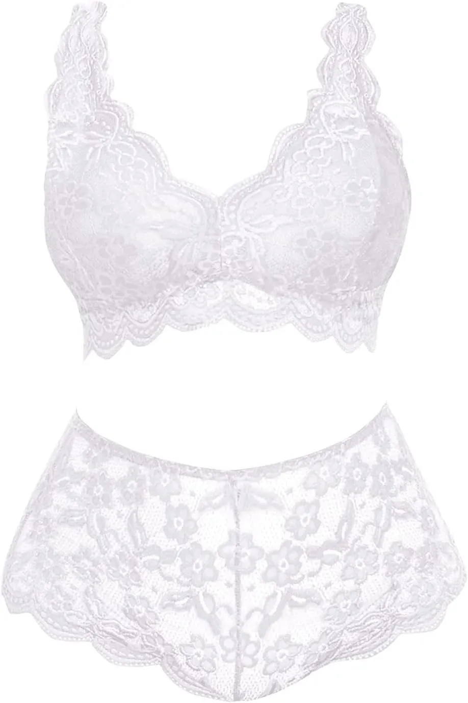 Womens Lingeries Plus Size Lingerie Set for Women Sexy Lace Halter Bralette High Waist Panty Set