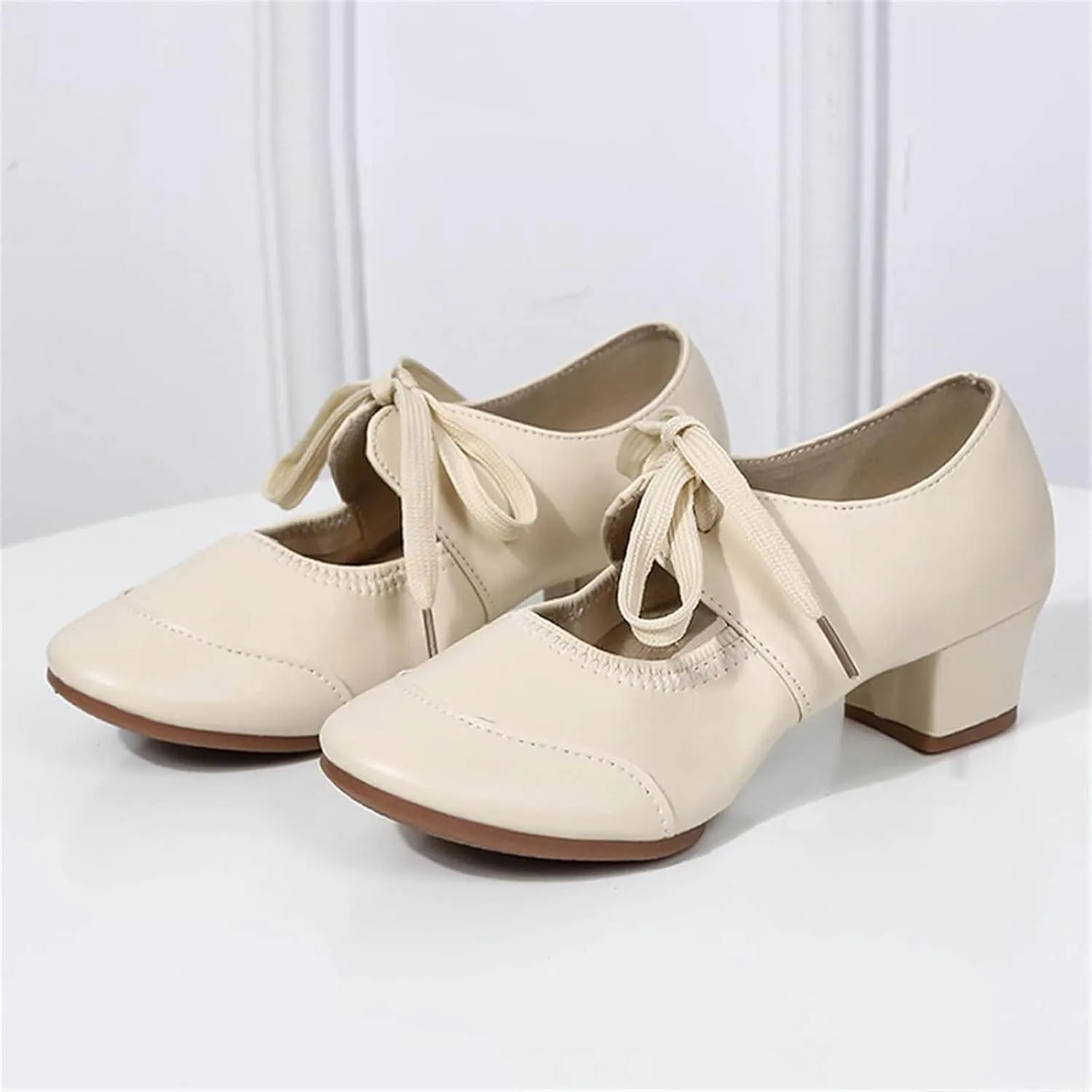 Womens Sandals 2025 Ankle Strap Leather Close-Toe Sandals Lace Up Sandal Dance Shoe Womens Chunky Block Heels Sandals