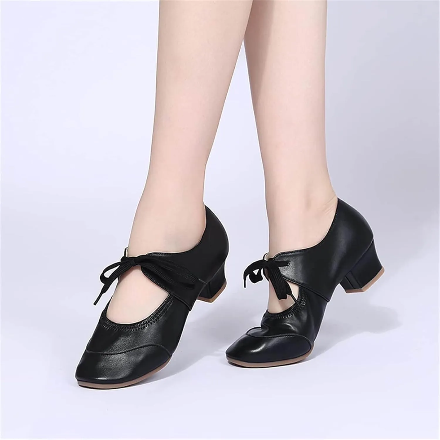 Womens Sandals 2025 Ankle Strap Leather Close-Toe Sandals Lace Up Sandal Dance Shoe Womens Chunky Block Heels Sandals