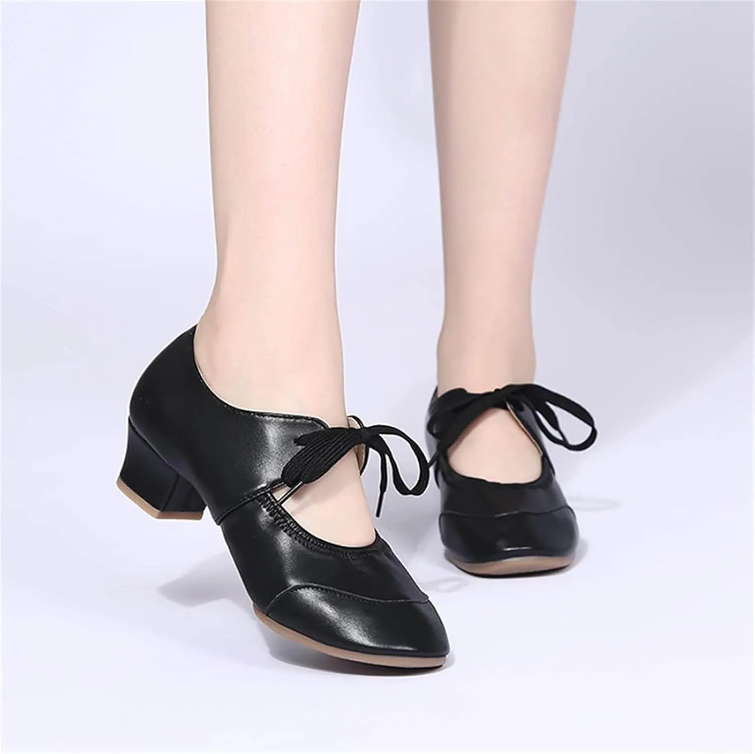 Womens Sandals 2025 Ankle Strap Leather Close-Toe Sandals Lace Up Sandal Dance Shoe Womens Chunky Block Heels Sandals