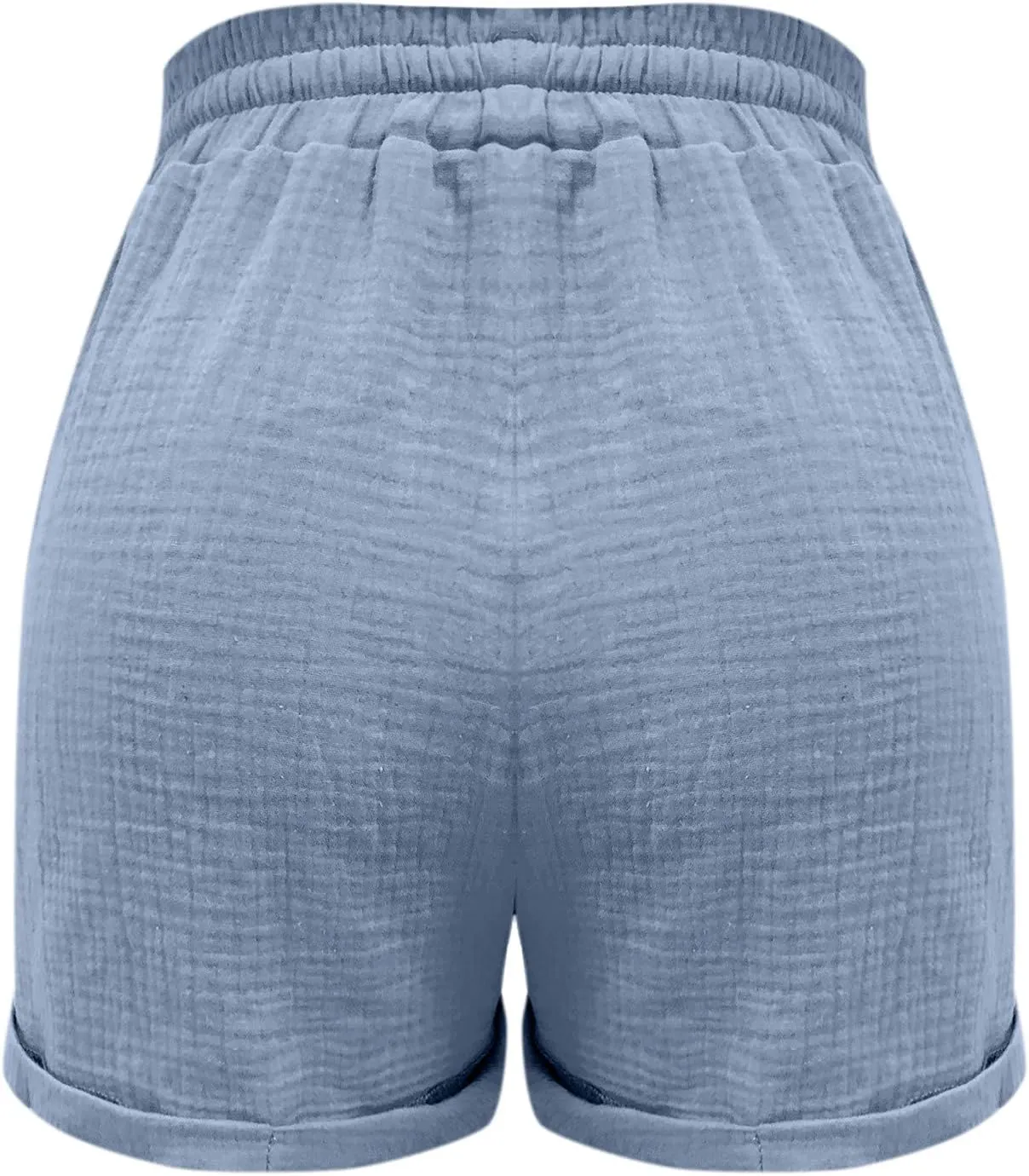 Womens Shorts for Summer Casual Linen Shorts Drawstring Elastic Waist Shorts with Pockets Comfy Bermuda Shorts Workout Shorts