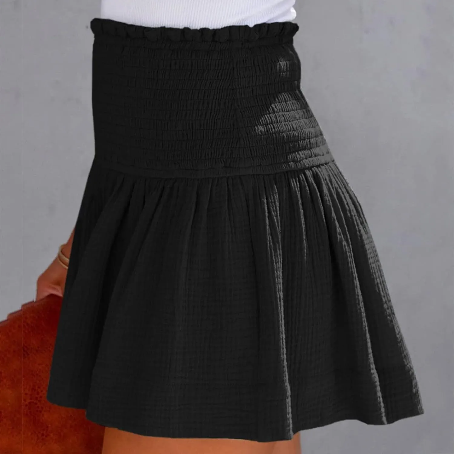 Womens Shorts Wide Leg Boho Shorts Elastic High Waist Linen Shorts Summer Beach Shorts Pleated Ruffle Yoga Shorts