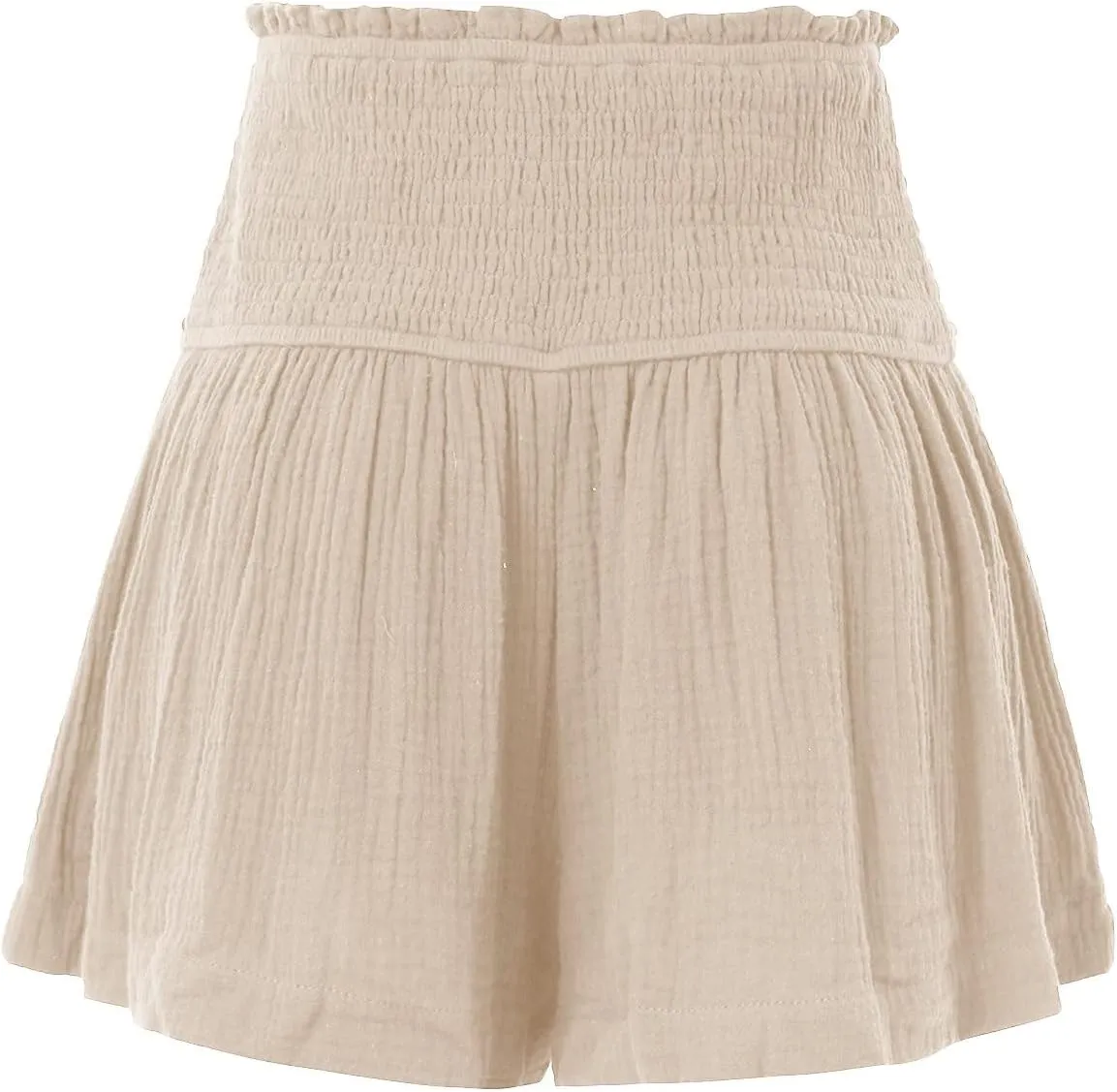 Womens Shorts Wide Leg Boho Shorts Elastic High Waist Linen Shorts Summer Beach Shorts Pleated Ruffle Yoga Shorts