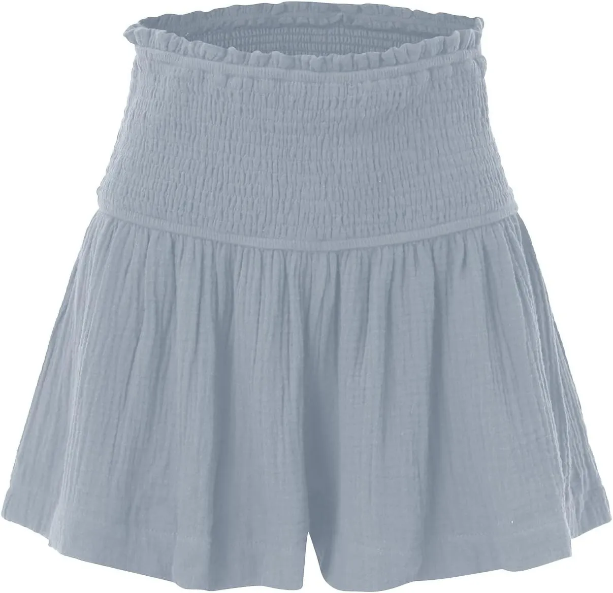 Womens Shorts Wide Leg Boho Shorts Elastic High Waist Linen Shorts Summer Beach Shorts Pleated Ruffle Yoga Shorts