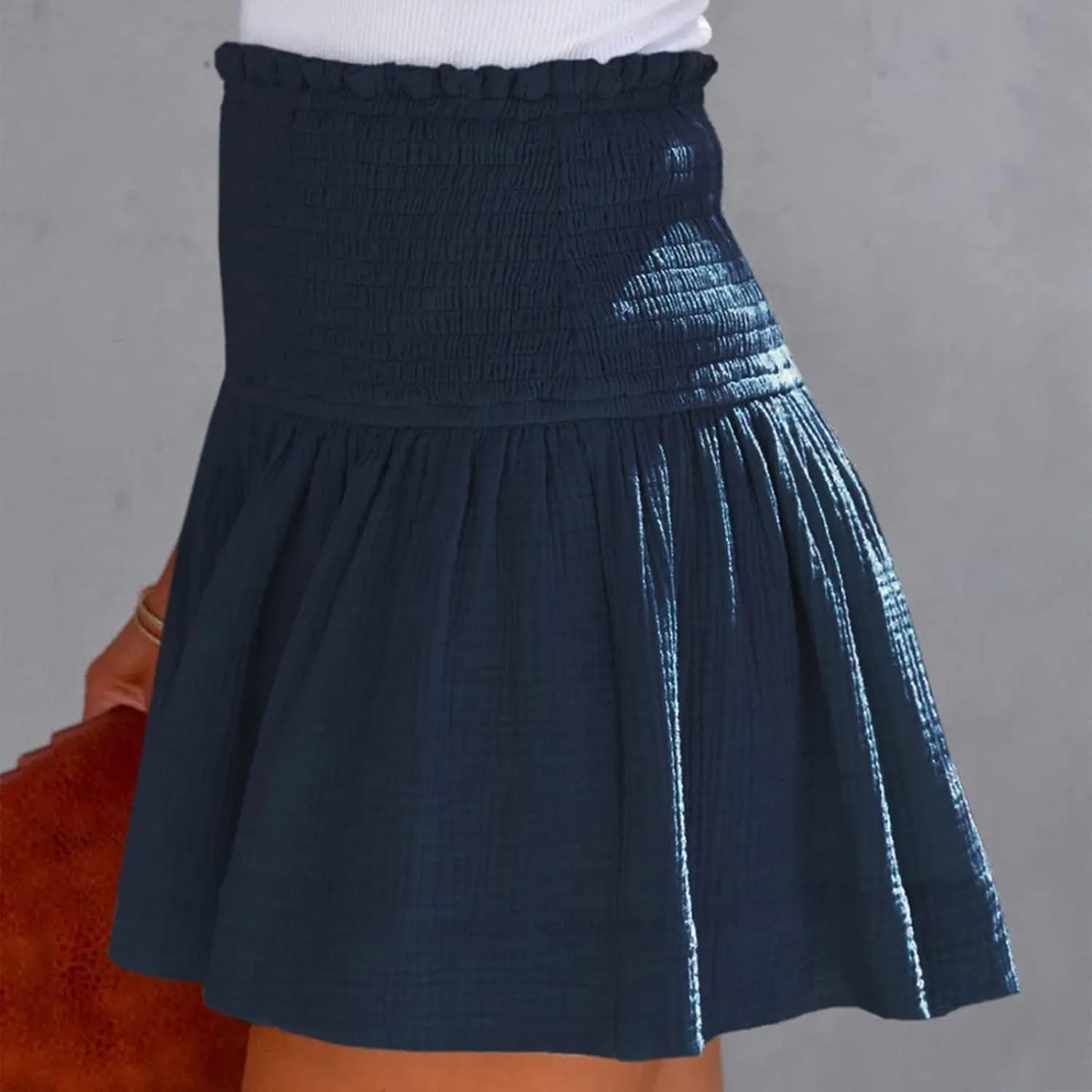 Womens Shorts Wide Leg Boho Shorts Elastic High Waist Linen Shorts Summer Beach Shorts Pleated Ruffle Yoga Shorts