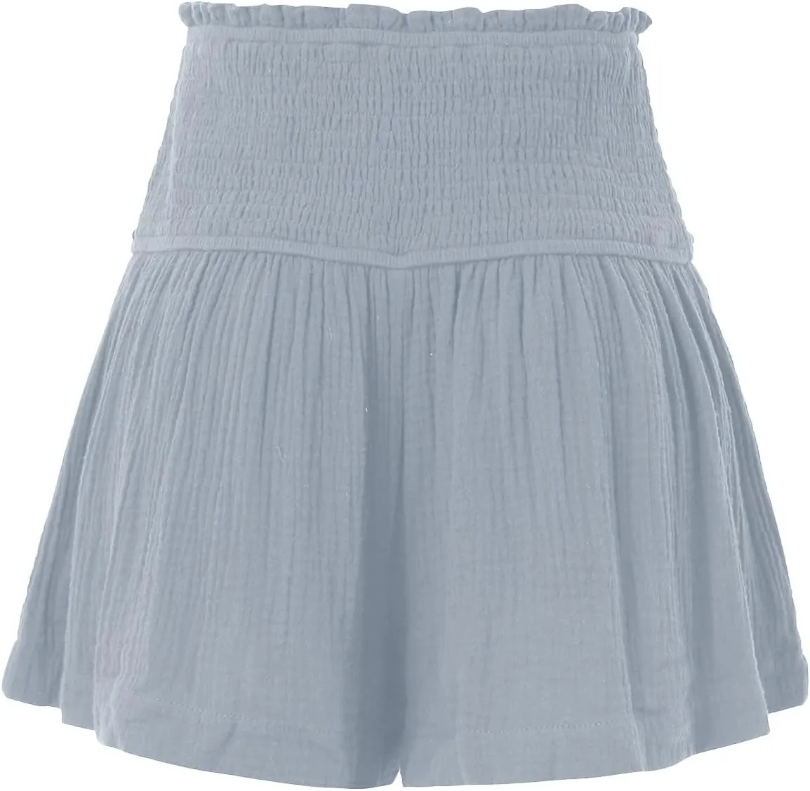 Womens Shorts Wide Leg Boho Shorts Elastic High Waist Linen Shorts Summer Beach Shorts Pleated Ruffle Yoga Shorts