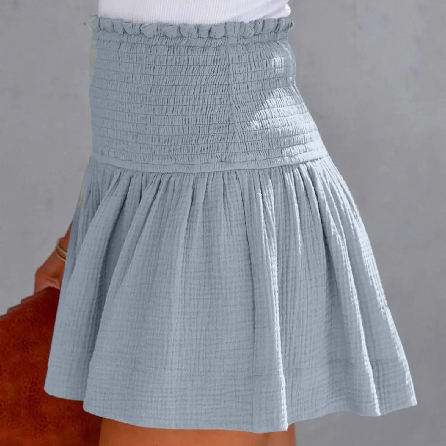 Womens Shorts Wide Leg Boho Shorts Elastic High Waist Linen Shorts Summer Beach Shorts Pleated Ruffle Yoga Shorts