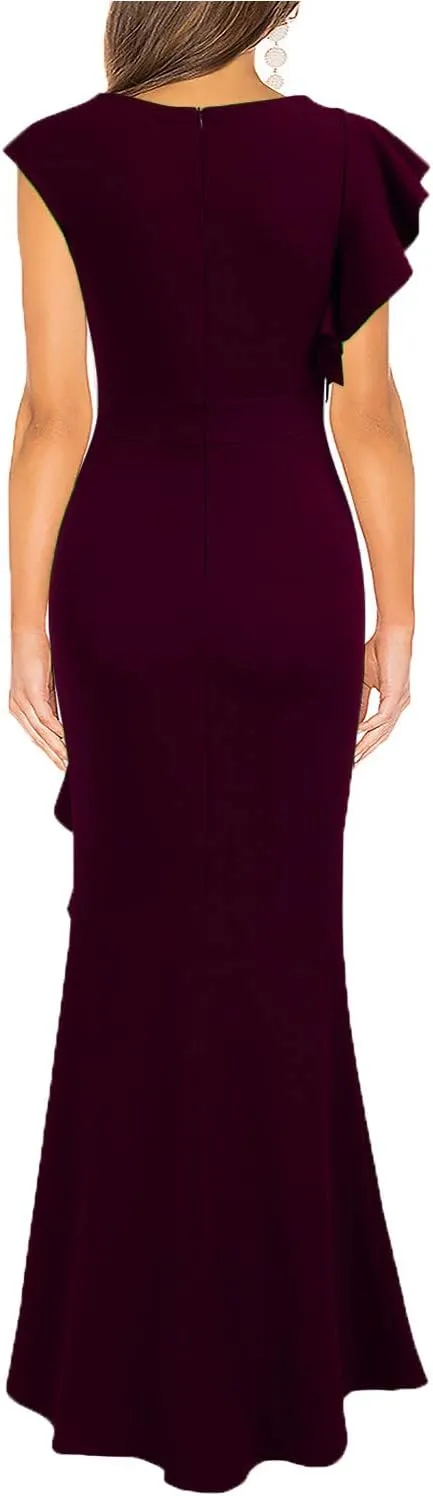 WOOSEA Women's Split Bodycon Mermaid Evening Cocktail Long Dress