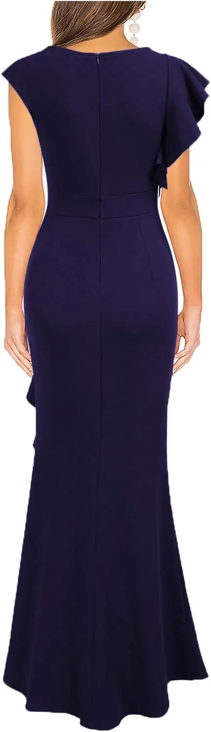 WOOSEA Women's Split Bodycon Mermaid Evening Cocktail Long Dress