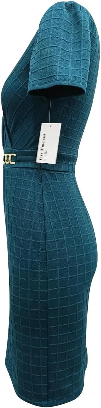Wrapped Gold Buckle Trim Pencil Mini Dress