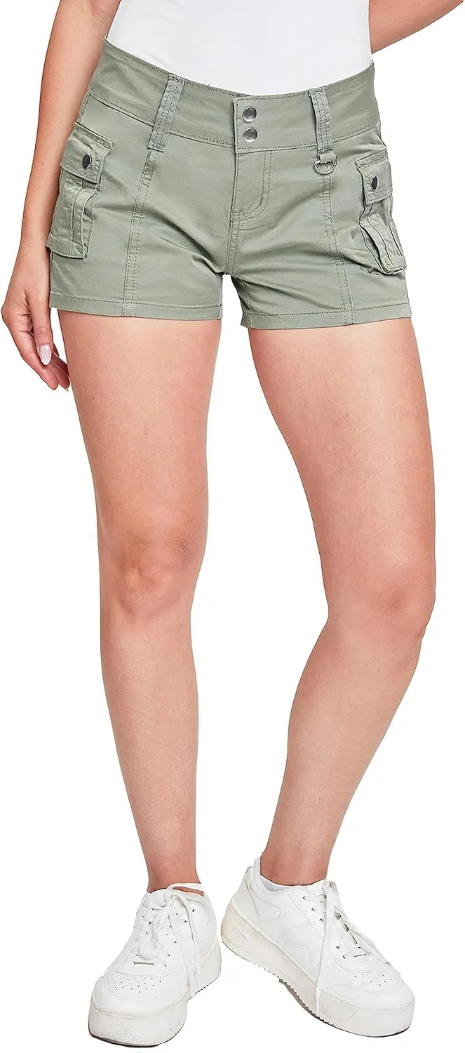 YMI Women's Low Rise Poplin Cargo Shorts