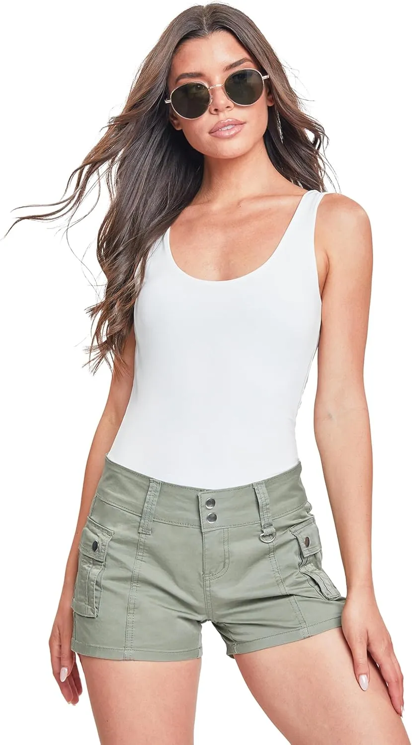 YMI Women's Low Rise Poplin Cargo Shorts