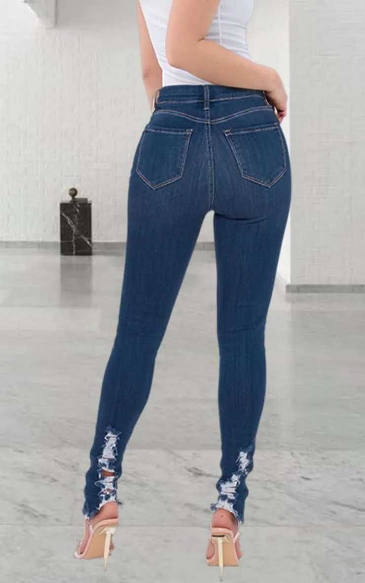 ZERMOM Ripped Skinny Jeans for Women Destroyed Mid Rise Stretch Denim Pants